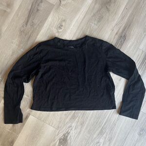 Wild Fable Womens Large Black Crop Top Long Sleeve Shirt